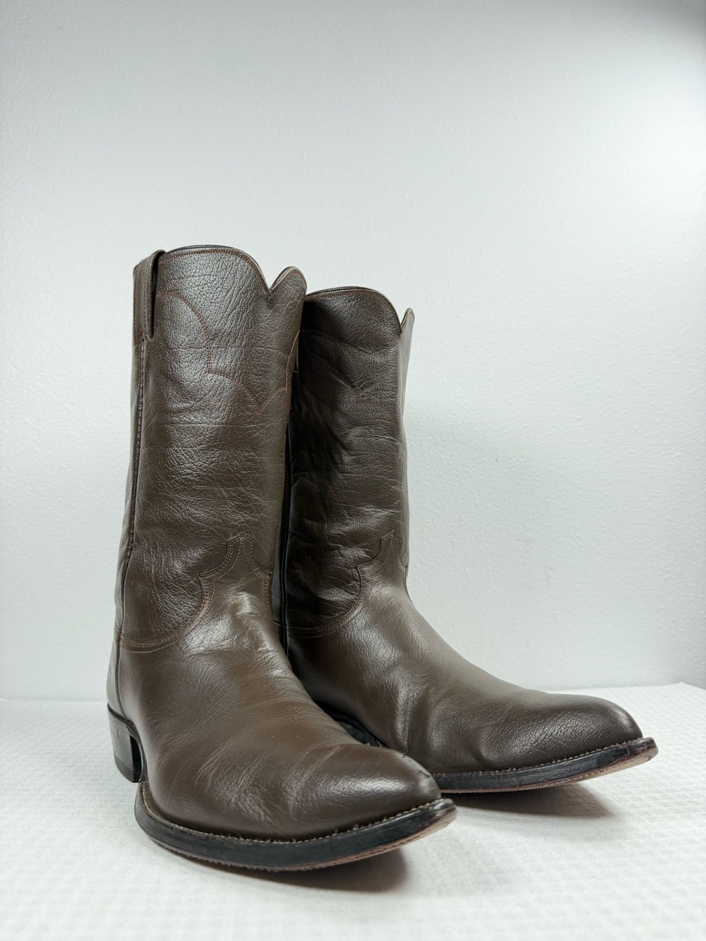 Vintage Justin White Label Men’s Cowboy Boots Size 12 D Wild Boar Made In USA